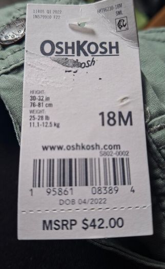 OshKosh B'gosh Convertible Canvas Overalls -Baby Boy