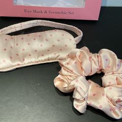 Their Nibs  pink polka dot eye mask and scrunchie set