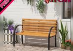 Garden Bench, 122Lx60Wx80H cm-Steel/Wood (FREE POSTAGE)
