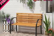 Garden Bench, 122Lx60Wx80H cm-Steel/Wood (FREE POSTAGE)