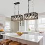 Farmhouse Kitchen Island Lighting, 3 Lights Pendant Lighting Fixtures, Adjustable Height, Industrial Dining Room Light for Living Room Foyer Dining Table Over Sink. (Wood Grain Color) Image 5