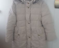 M&S cream fleece lined snug coat.