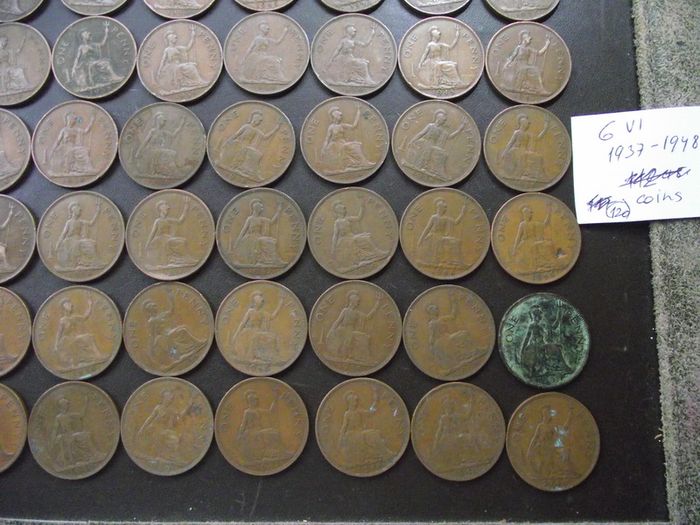 Great Britain. George VI. 120 x 1p coins (1937-1948)