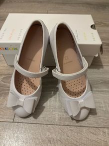 Girls Geox White Patent Leather/ Pearl effect Communion shoes