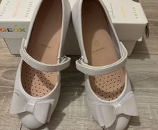Girls Geox White Patent Leather/ Pearl effect Communion shoes