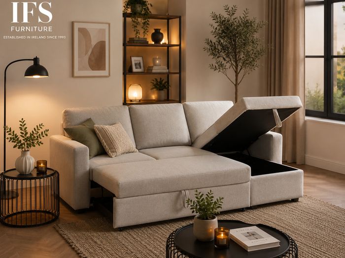 Chaise Sofa Bed with Storage  Modern Space Saving  Only 649 euro