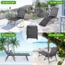 Foldable Reclining Sun Lounger, Grey Textiline Garden Loungers Reclining Garden Chair with 7 Back & 2 Leg Adjustable Positions (Gray) Image 3