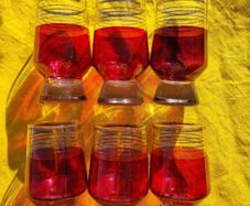 Mid Century Footed Glasses Set of 6.