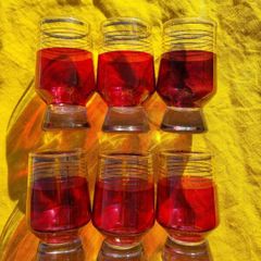 Mid Century Footed Glasses Set of 6.