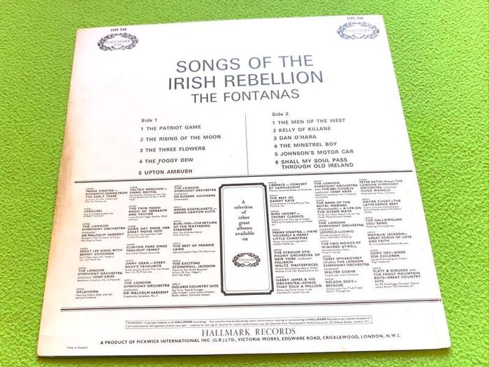 1968 The Fontanas - Songs Of The Irish Rebellion 12in Vinyl