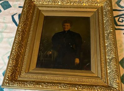 A Very Old Oilagraph Of A Lady In A Nice Frame