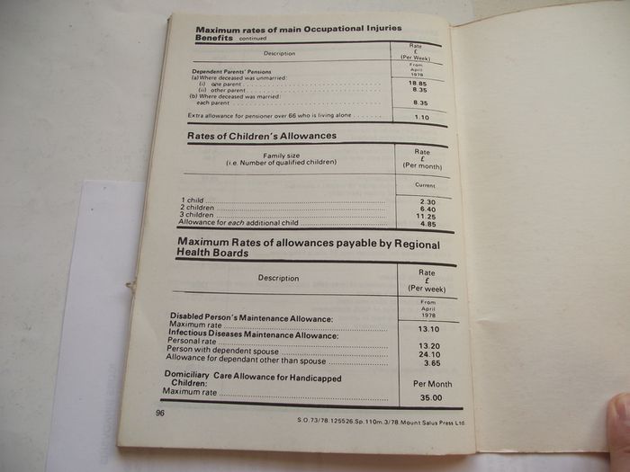 1978 'Summary of Social Insurance & Social Assistance Services' booklet