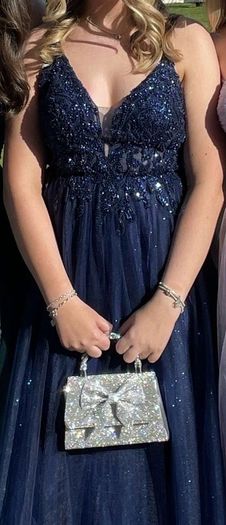 Elliott Chambers navy blue debs dress