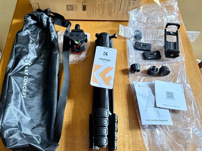 K&F CONCEPT Portable Lightweight Tripod Remote Bluetooth 190 cm S255A3+BH-36 Selfie Stick Stand Spherical Head DSLR Camera Optics Binoculars Clip Holder Mobile Phone Tablet Astronomy Telescope Projector