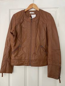 Promod Real Leather Jacket - Tan  - New with tags - Size 12