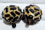 Double Stud Black stone and Golden Ball Earrings