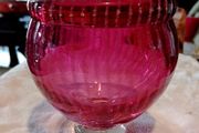 Heavy footed cranberry bowl