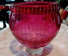 Heavy footed cranberry bowl