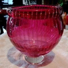 Heavy footed cranberry bowl