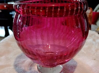 Heavy footed cranberry bowl