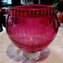 Heavy footed cranberry bowl Image 5