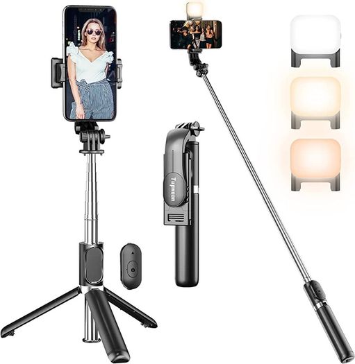 Selfie Stick Tripod with Fill Light, Tupwoon Extendable Selfie Stick 41 Inch and Flexible Phone Tripod Stand with Wireless Remote AVAILABLE IN WHITE OR BLACK (FREE SHIPPING)