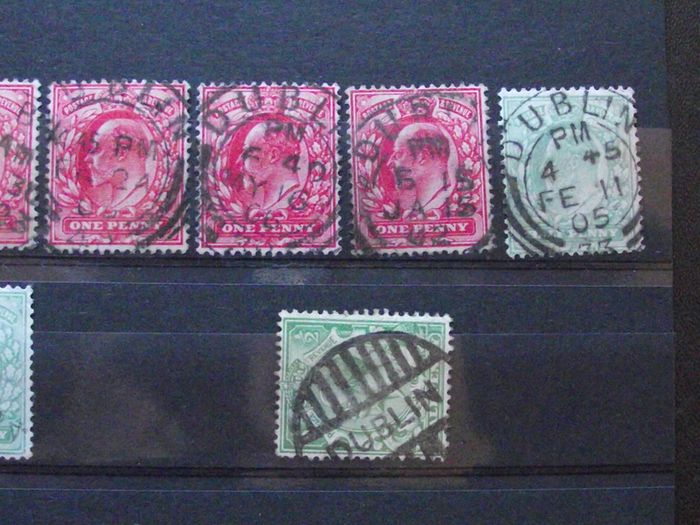 A small collection of used Great Britain stamps with cancellation's mark from Irish Post offices