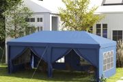 3x6m Pop-Up Gazebo, with Curtain Walls and Windows, Blue