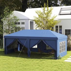 3x6m Pop-Up Gazebo, with Curtain Walls and Windows, Blue