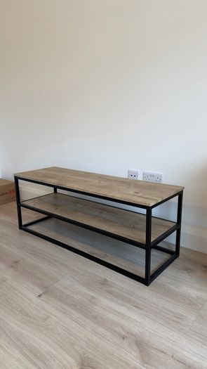 TV Unit . TV stand . TV Bench Black & Oak Effect, 120cm