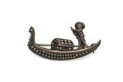 Vintage 925 Sterling Silver &amp; Marcasite Gondola Brooch