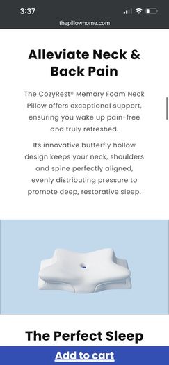 Two pillow home pillows - never used - good for neck pain