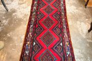 Long Vintage Hamadan Hand Knotted Runner