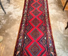 Long Vintage Hamadan Hand Knotted Runner