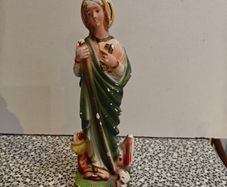 Old St. Martha Italian chalkware ceramic statue devotional religious item.
