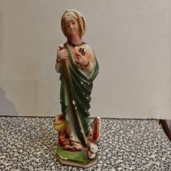 Old St. Martha Italian chalkware ceramic statue devotional religious item.