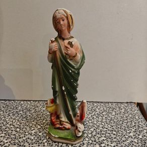 Old St. Martha Italian chalkware ceramic statue devotional religious item.
