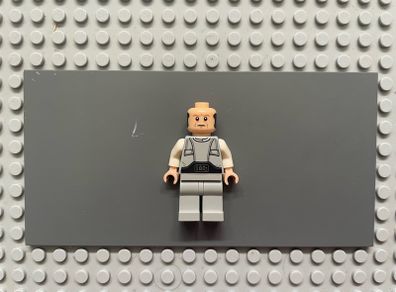 lego Star Wars sw0974 Lobot mini figure- Light Bluish Gray Uniform, Light Nougat Head, Dark Orange Eyebrows