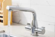 Kitchen Sink Mixer Tap Swivel Spout Twin Handles Durable Monobloc