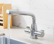 Kitchen Sink Mixer Tap Swivel Spout Twin Handles Durable Monobloc