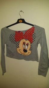 Disney grey long sleeve Minnie Mouse crop top size XS 33/34 in Perfect condition Postage included