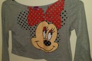 Disney grey long sleeve Minnie Mouse crop top size XS 33/34 in Perfect condition Postage included