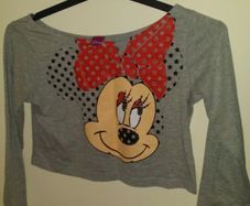 Disney grey long sleeve Minnie Mouse crop top size XS 33/34 in Perfect condition Postage included
