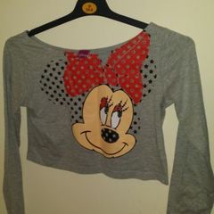 Disney grey long sleeve Minnie Mouse crop top size XS 33/34 in Perfect condition Postage included