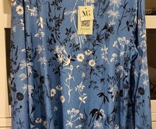 Blue Floral Print Long Sleeve T-Shirt Top Size XL BNWT