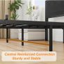 Double Bed Frame with Wooden Storage Shelf Headboard, Metal Platform Bed Frame Double Bed, No Box Spring Needed, Enhanced Support, Black Image 4