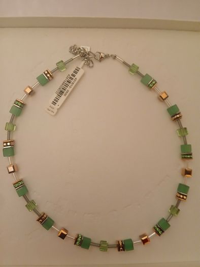 Coeur de Lion GeoCUBE Iconic Monochrome Green Necklace 4016/10-0500 New Boxed CAN POST