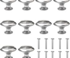 10 Packs Drawer Knobs, Cabinet Door Knobs Wardrobe Knobs Handle Cupboard Door Knobs with Screw for Drawer Cabinet Cupboard Wardrobe- Alloy & Stainless Steel