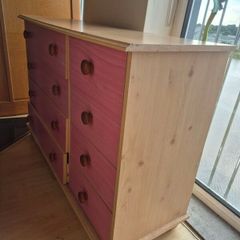 Chest of Drawers Pink & Pine