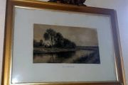 Large Antique Framed Landscape 'The Silvery Morn'